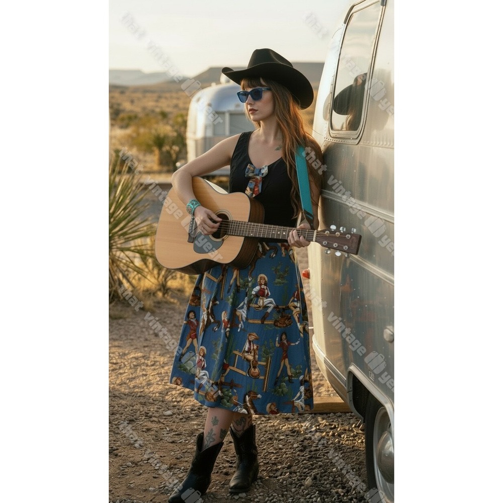 Unique Vintage Rock Steady Retro Western Pin Up Dress, Cowgirl XL $195 - Picture 4 of 10